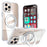 For iPhone 12 Pro Max Magnetic Case Rotating Ring Kickstand Dual Color Acrylic + TPU Clear Phone Cover - White - 1