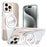 For iPhone 14 Pro Max Magnetic Case Rotating Ring Kickstand Dual Color Acrylic + TPU Clear Phone Cover - White - 1