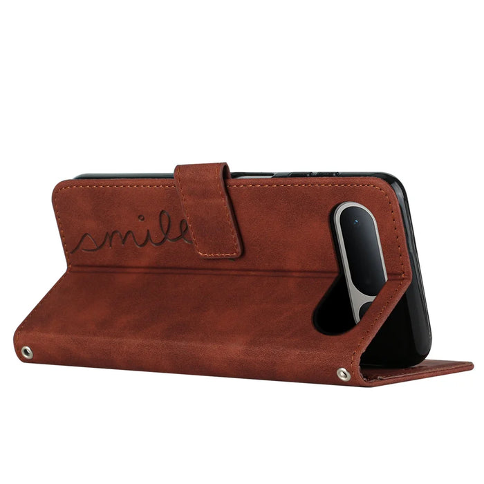 For TECNO Spark 50 5G Stand Case PU Leather Phone Cover Imprinted Heart Pattern - Brown - 2