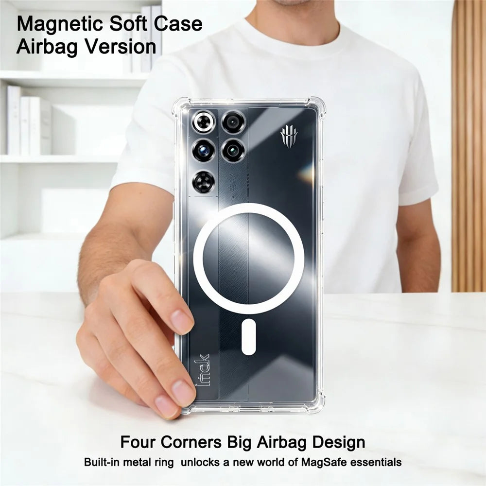 IMAK for ZTE nubia RedMagic 11 Pro 5G  /  11 Pro+ 5G  /  11S Pro 5G  /  11S Pro+ 5G Magnetic Case Airbag Shockproof Protection TPU Phone Cover - Transparent - 5