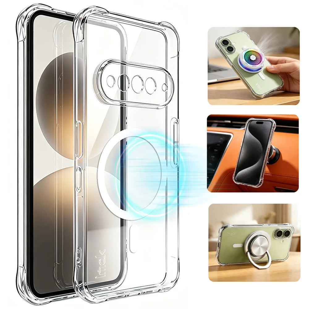 IMAK for Natural AI Phone Magnetic Case Airbag Shockproof Protection TPU Phone Cover - Transparent - 3
