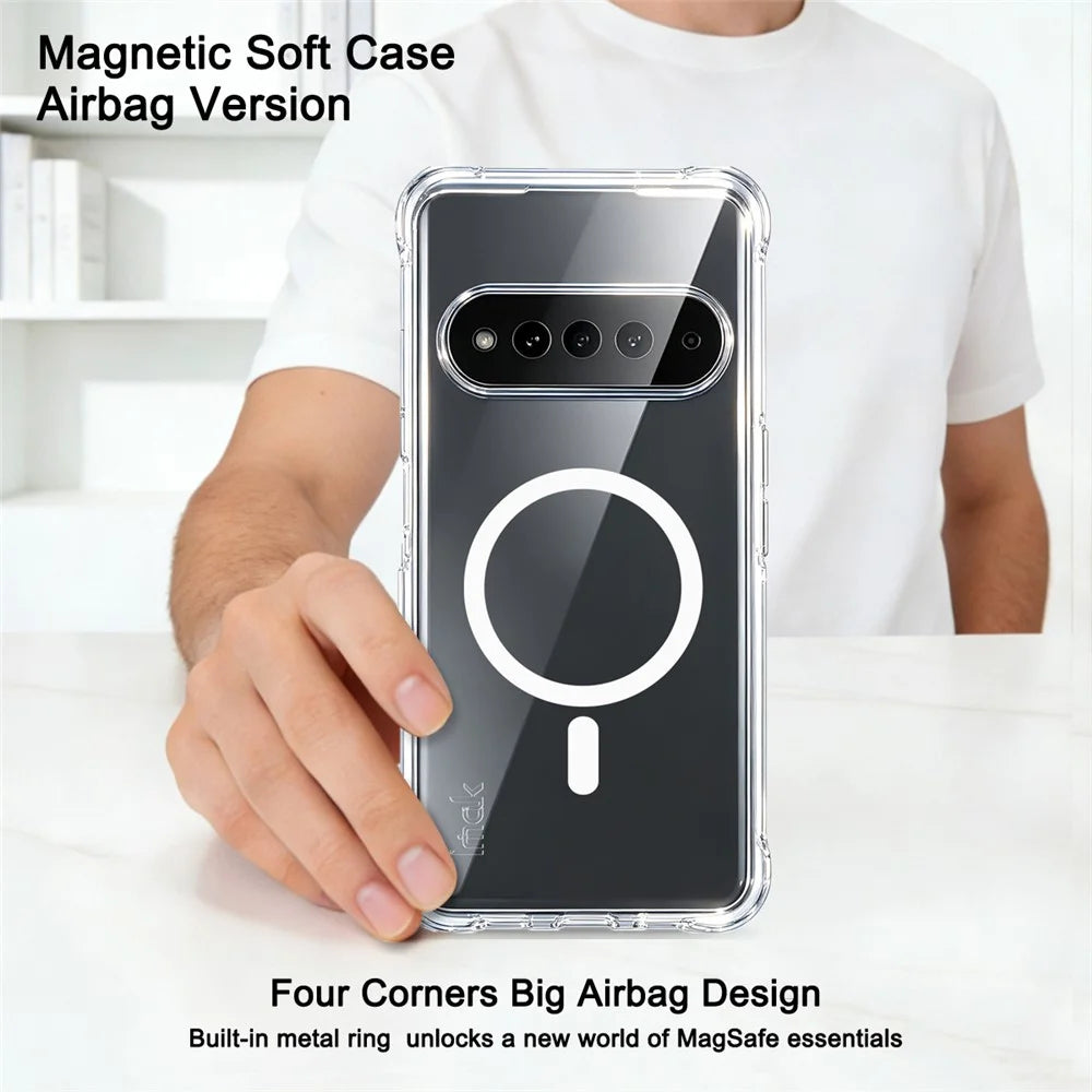 IMAK for Natural AI Phone Magnetic Case Airbag Shockproof Protection TPU Phone Cover - Transparent - 4