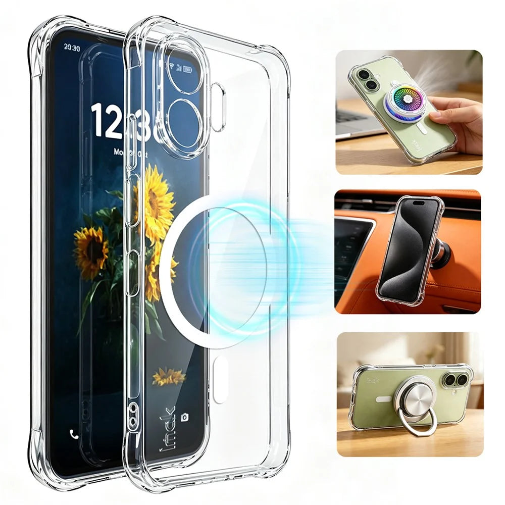 IMAK for TCL NxtPaper 70 Pro 5G Magnetic Case Airbag Shockproof Protection TPU Phone Cover - Transparent - 3