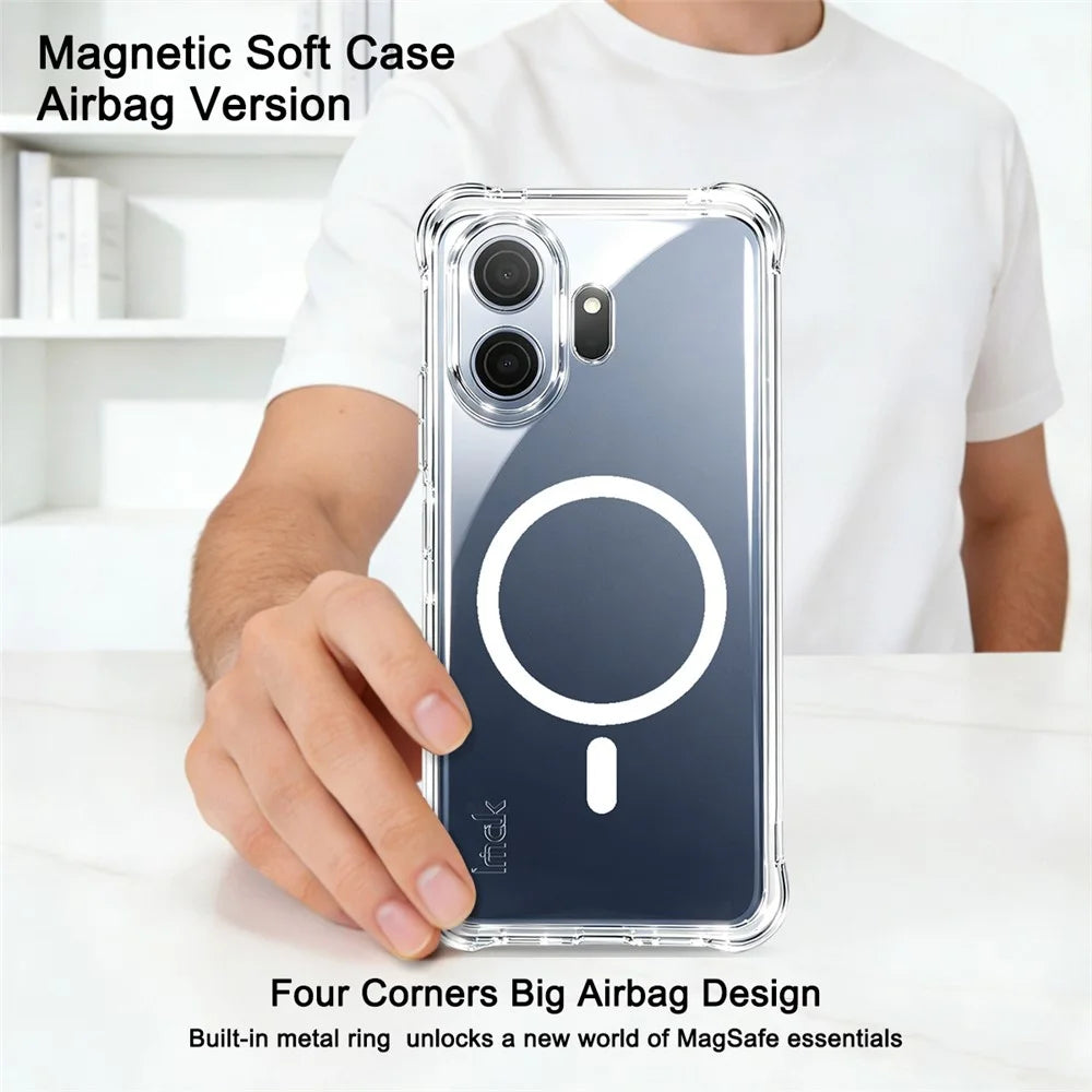 IMAK for TCL NxtPaper 70 Pro 5G Magnetic Case Airbag Shockproof Protection TPU Phone Cover - Transparent - 4