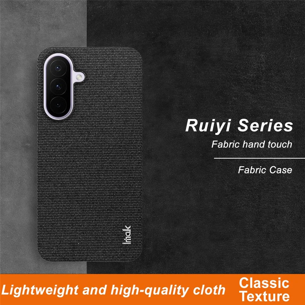 IMAK Ruiyi Series for Samsung Galaxy M47 5G / A27 5G Case Fabric Texture Leather + PC Phone Back Cover - Black - 3