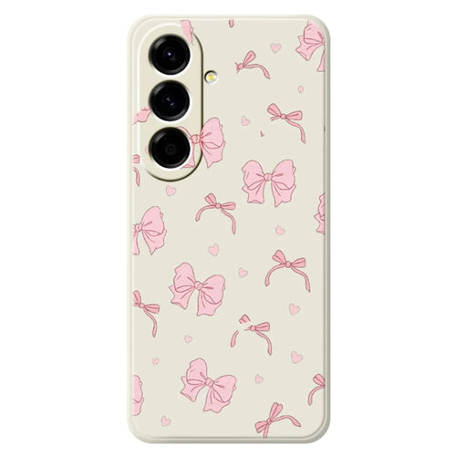 For Samsung Galaxy A27 5G Case Pink Bow Love Pattern Printing Straight Edge TPU Phone Back Cover - Beige - 1