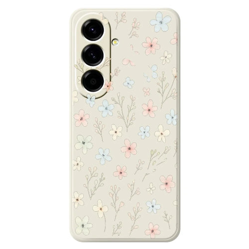 For Samsung Galaxy A27 5G Case Small Flower Branches Pattern Printing Straight Edge TPU Phone Back Cover - Beige - 1