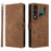 For ZTE nubia Neo 5 5G Wallet Case RFID Blocking PU Leather Phone Cover Stand with Strap - Brown - 1