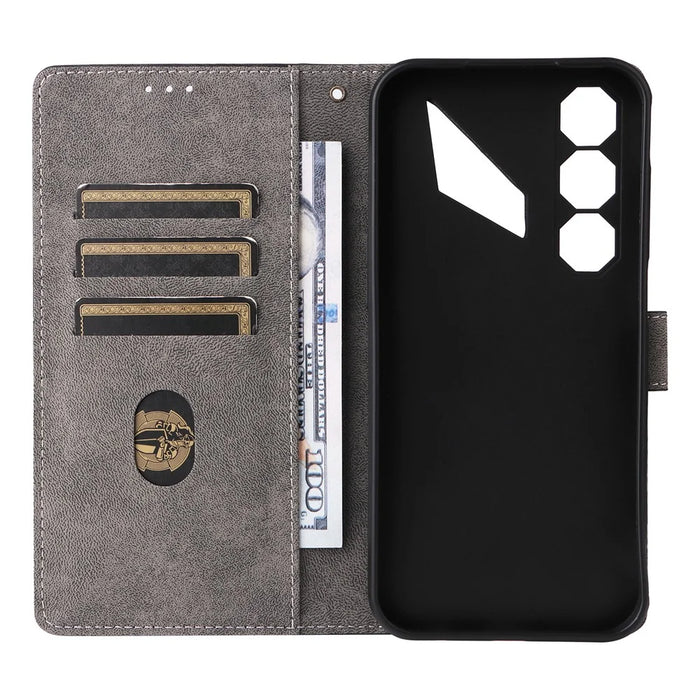 For ZTE nubia Neo 5 5G Wallet Case RFID Blocking PU Leather Phone Cover Stand with Strap - Brown - 5