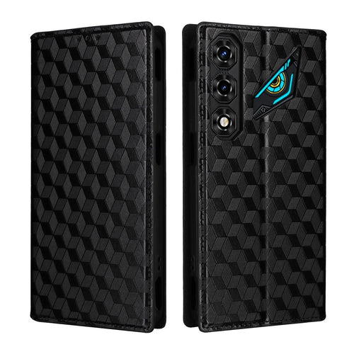 For ZTE nubia Neo 5 5G Case Wallet Rhombus Imprinted PU Leather Phone Cover - Black - 1