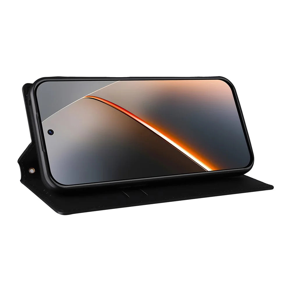 For ZTE nubia Neo 5 5G Case Wallet Rhombus Imprinted PU Leather Phone Cover - Black - 3