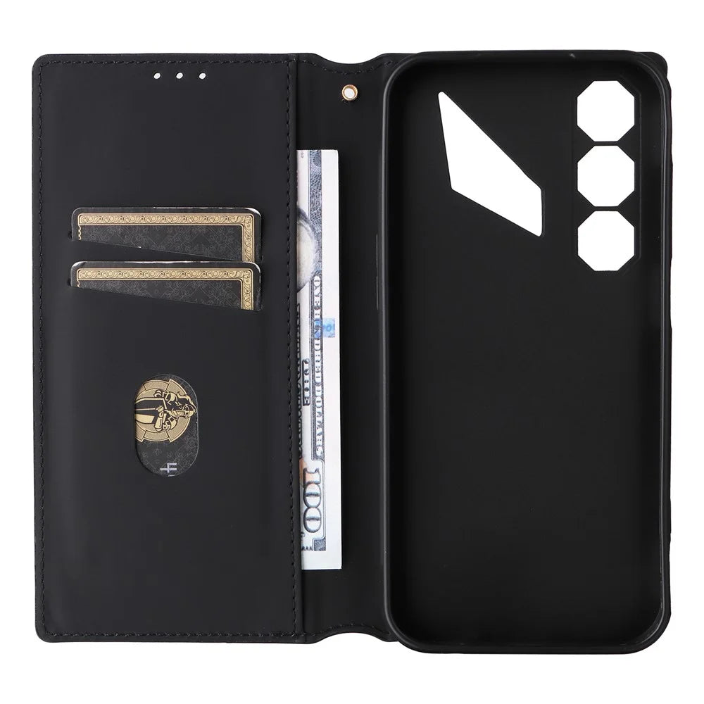 For ZTE nubia Neo 5 5G Case Wallet Rhombus Imprinted PU Leather Phone Cover - Black - 5