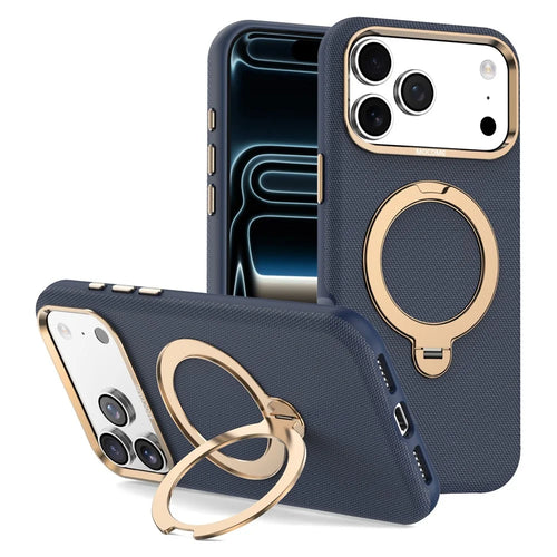 For iPhone 17 Pro Max Magnetic Case Rotating Kickstand PU Leather + PC + TPU Shockproof Back Cover - Sapphire - 1