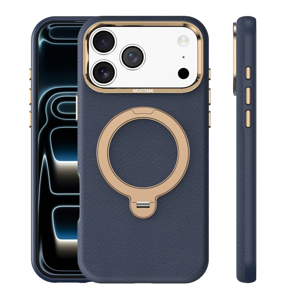 For iPhone 17 Pro Max Magnetic Case Rotating Kickstand PU Leather + PC + TPU Shockproof Back Cover - Sapphire - 2
