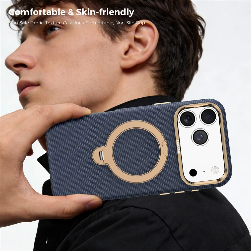 For iPhone 17 Pro Max Magnetic Case Rotating Kickstand PU Leather + PC + TPU Shockproof Back Cover - Sapphire - 6