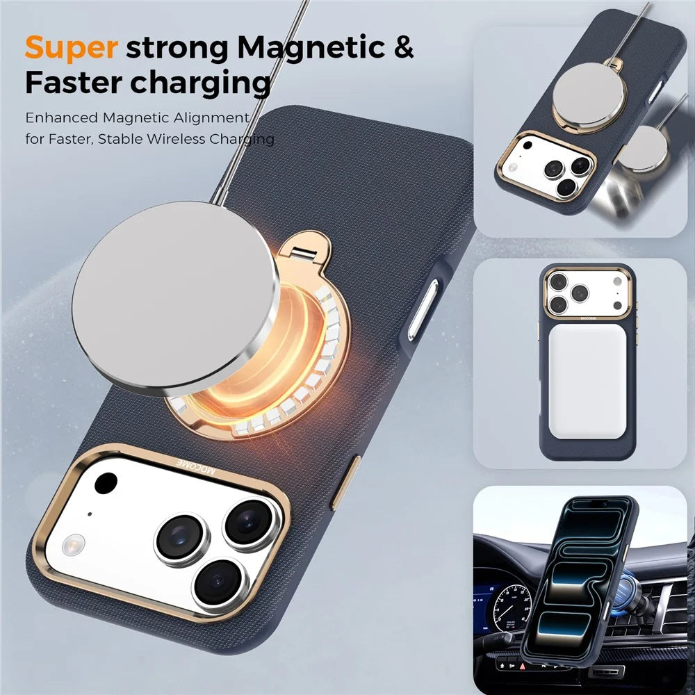 For iPhone 17 Pro Max Magnetic Case Rotating Kickstand PU Leather + PC + TPU Shockproof Back Cover - Sapphire - 7