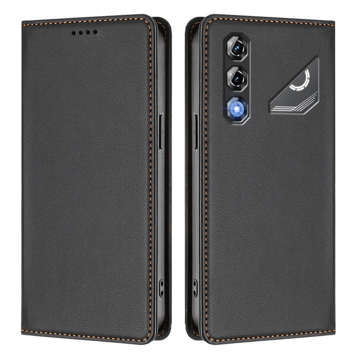 For ZTE nubia Neo 5 Pro 5G Leather Wallet Case Magnetic Closure RFID Blocking Phone Cover - Black - 1