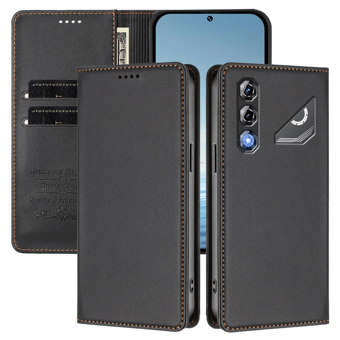 For ZTE nubia Neo 5 Pro 5G Leather Wallet Case Magnetic Closure RFID Blocking Phone Cover - Black - 3