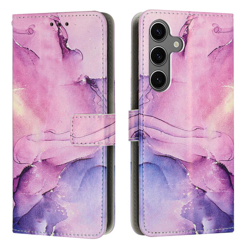 For Samsung Galaxy S26 FE Stand Case Marble Pattern PU Leather Wallet Phone Cover - Purple - 1