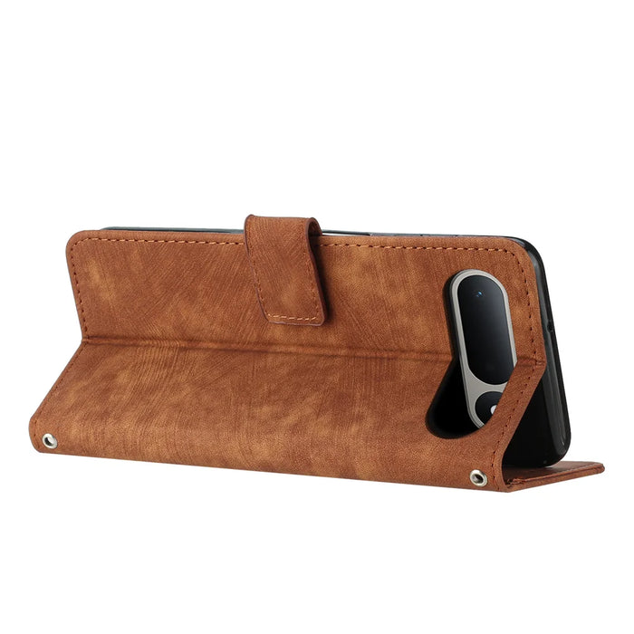 For TECNO Spark 50 5G Stand Case Imprinted Lines Leather Phone Cover - Brown - 2
