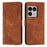 For Sony Xperia 1 VIII Stand Case Imprinted Lines Leather Phone Cover - Brown - 1