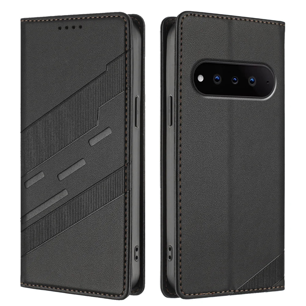 For Natural AI Phone Case 009 Punk Style Imprinted Wallet Stand Folio Flip Leather Cover - Black - 1