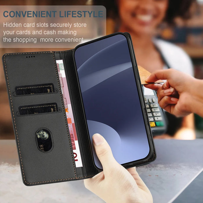 For Natural AI Phone Case 009 Punk Style Imprinted Wallet Stand Folio Flip Leather Cover - Black - 2