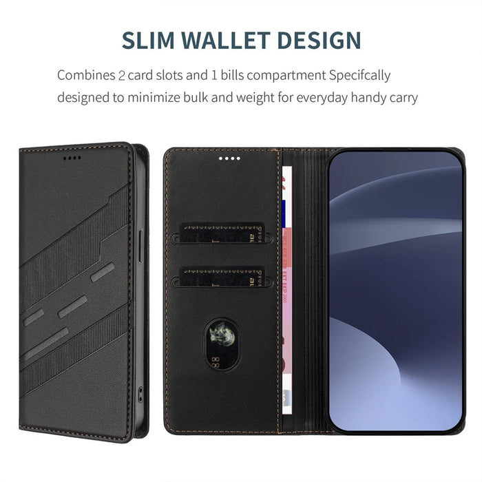 For Natural AI Phone Case 009 Punk Style Imprinted Wallet Stand Folio Flip Leather Cover - Black - 3