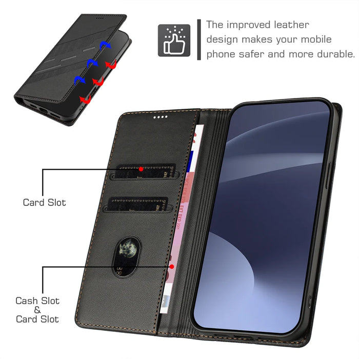 For Natural AI Phone Case 009 Punk Style Imprinted Wallet Stand Folio Flip Leather Cover - Black - 4