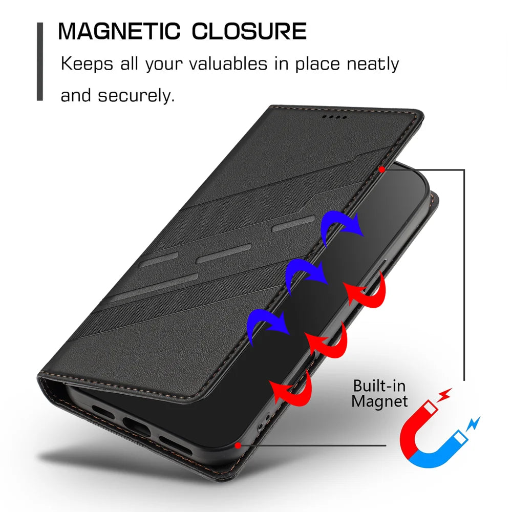 For Samsung Galaxy S25 FE Case 009 Punk Style Imprinted Wallet Stand Folio Flip Leather Cover - Black - 5