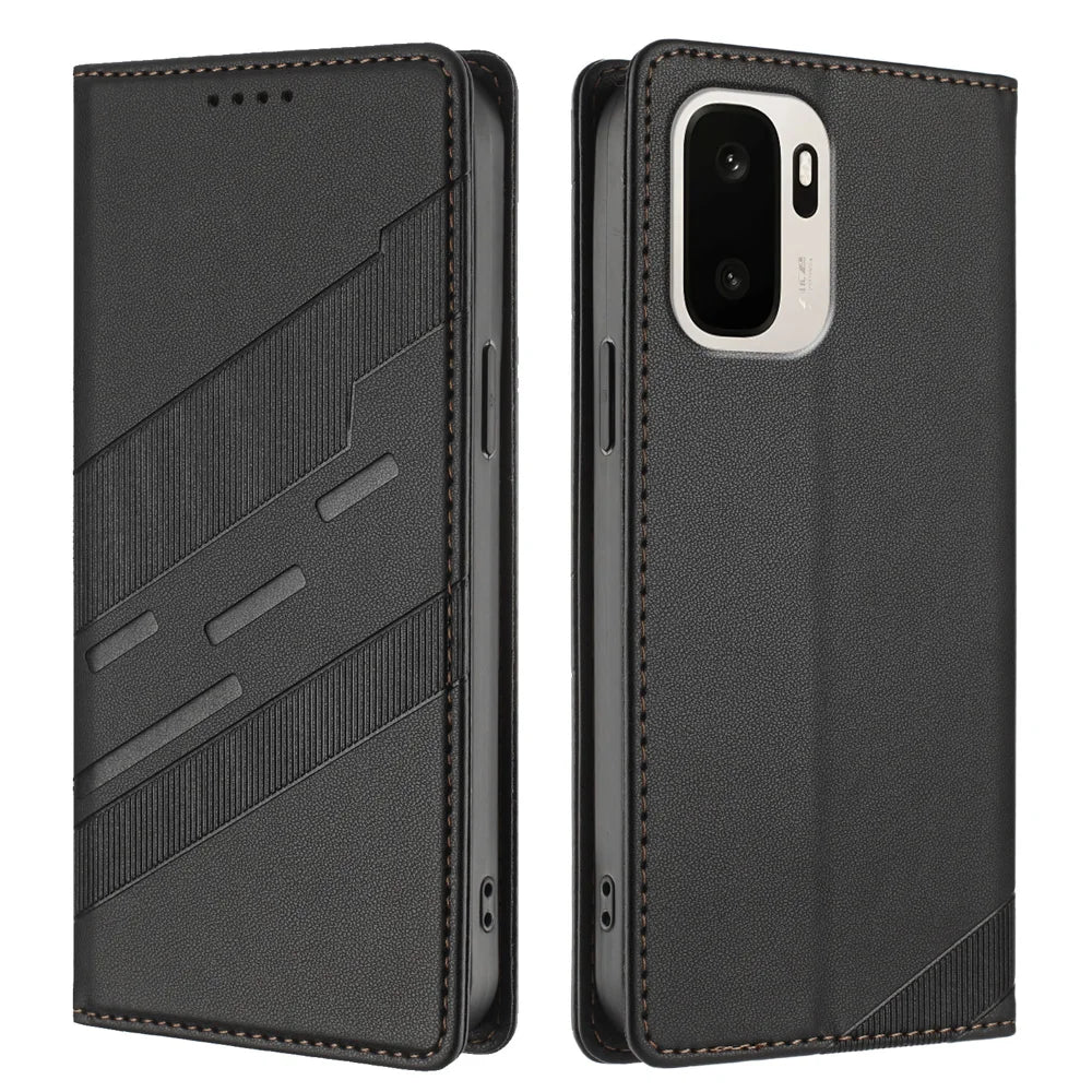 For OnePlus Ace 6 Ultra 5G Case 009 Punk Style Imprinted Wallet Stand Folio Flip Leather Cover - Black - 1