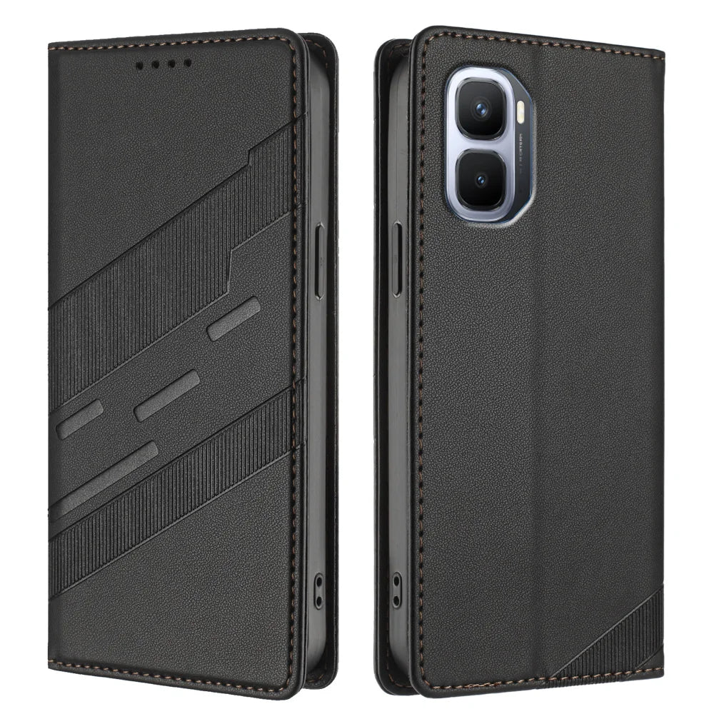 For Infinix GT 50 Pro 5G Case 009 Punk Style Imprinted Wallet Stand Folio Flip Leather Cover - Black - 1