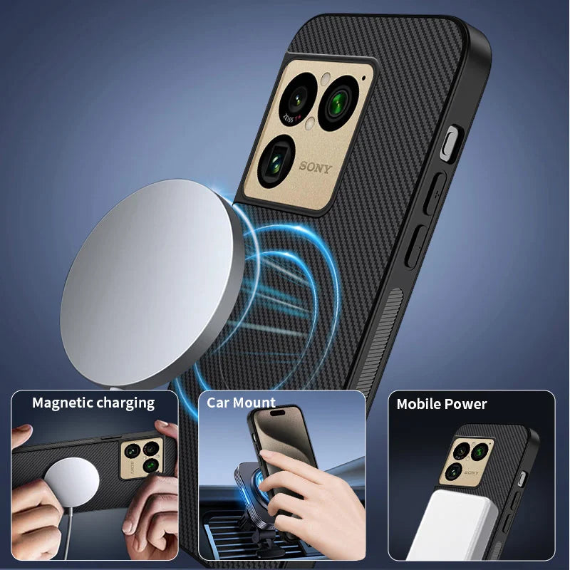 WANLONFENG for Sony Xperia 1 VIII TQ Series Magnetic Case Carbon Fiber Texture PC TPU Phone Cover (Big Lens Hole) - Black - 4