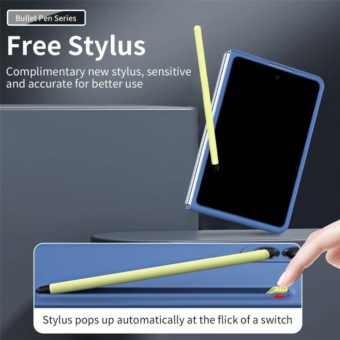 For Samsung Galaxy Z Fold8 Case with Stylus Hard PC Phone Back Cover - Sky Blue - 4
