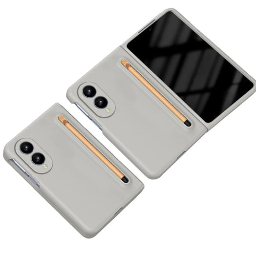 For Samsung Galaxy Z Fold8 Phone Case Hard PC Back Cover with Tempered Glass Film / Stylus - Light Grey - 1