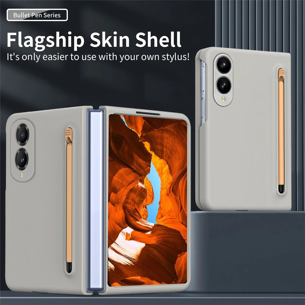 For Samsung Galaxy Z Fold8 Phone Case Hard PC Back Cover with Tempered Glass Film / Stylus - Light Grey - 2