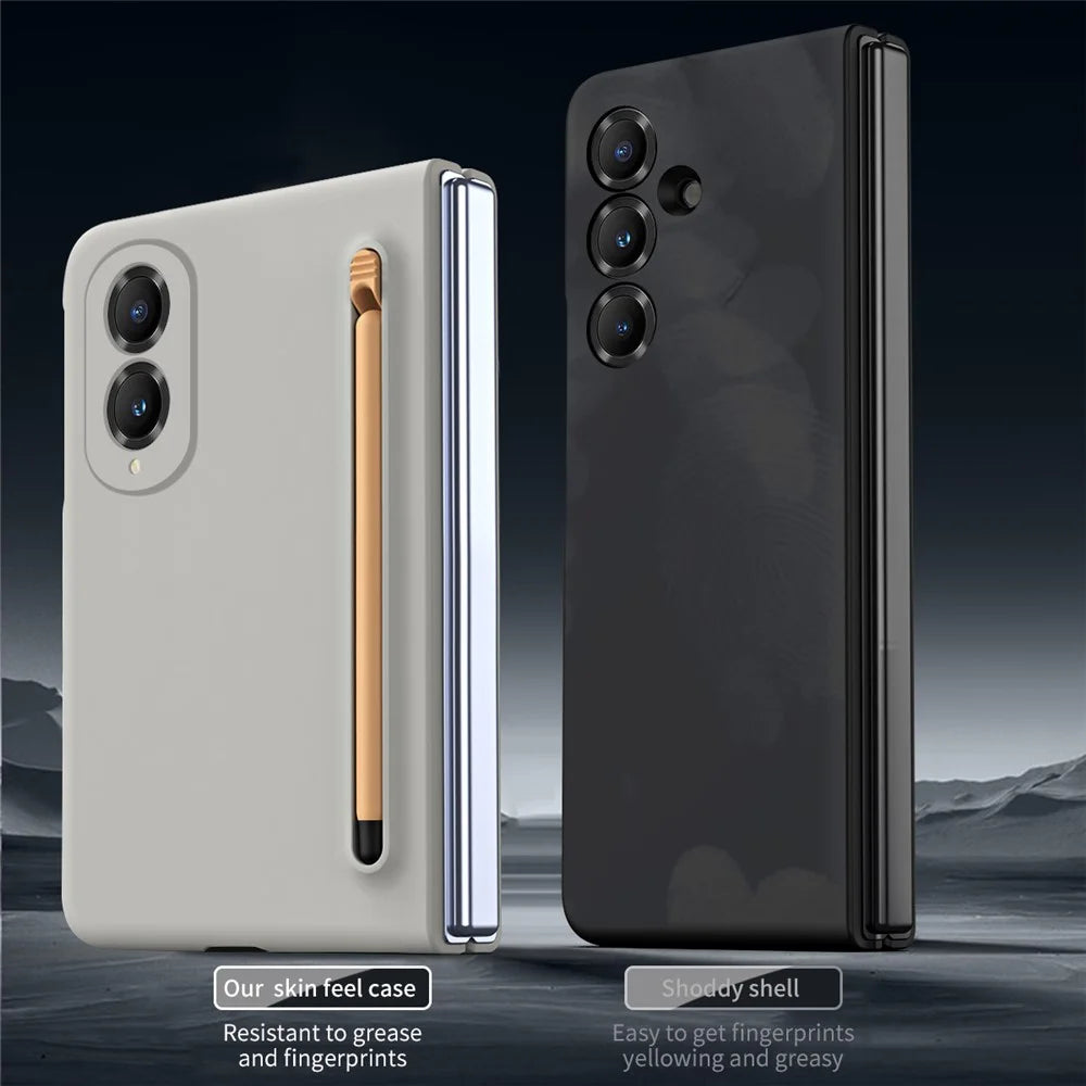 For Samsung Galaxy Z Fold8 Phone Case Hard PC Back Cover with Tempered Glass Film / Stylus - Light Grey - 3