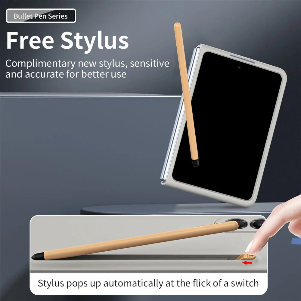 For Samsung Galaxy Z Fold8 Phone Case Hard PC Back Cover with Tempered Glass Film / Stylus - Light Grey - 4