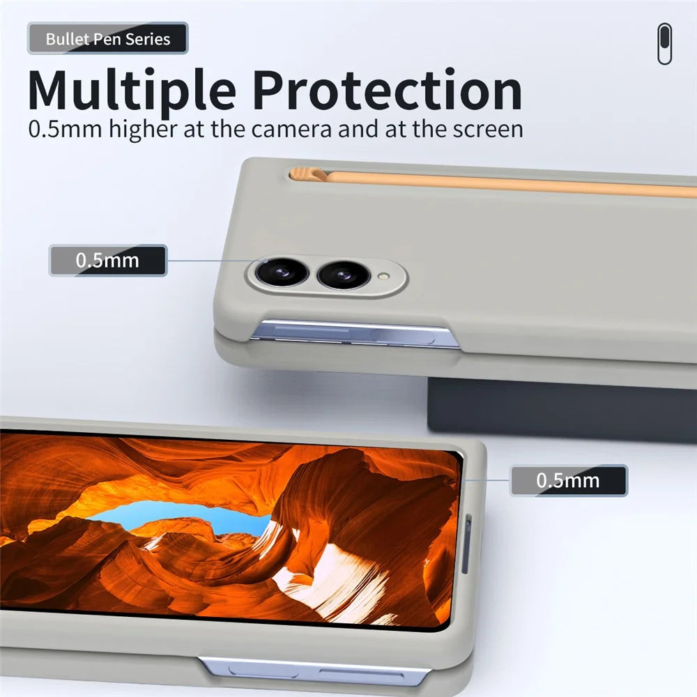 For Samsung Galaxy Z Fold8 Phone Case Hard PC Back Cover with Tempered Glass Film / Stylus - Light Grey - 5