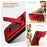For iPhone 17 Pro Case Slide Camera Cover Kickstand PC + TPU Phone Shell with Card Holder - Red - 5
