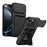 For iPhone 16 Pro Case Slide Camera Cover Kickstand PC + TPU Phone Shell with Card Holder - Black - 1