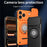 For iPhone 17 Pro Max Case Sliding Camera Cover Ring Kickstand PC + TPU Phone Shell with Tempered Glass Film - Orange - 2