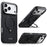 SUTENI G7 for iPhone 17 Pro Magnetic Case Rotating Kickstand Triangle Texture Leather + TPU Phone Cover - Black - 1