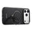 SUTENI G7 for iPhone 17 Pro Magnetic Case Rotating Kickstand Triangle Texture Leather + TPU Phone Cover - Black - 5