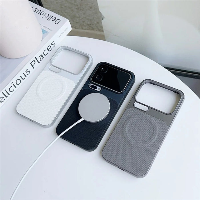 For Xiaomi 17 Pro Magnetic Case Ring Kickstand Tech Fabric Coated PC + TPU Phone Back Cover with Tempered Glass Screen Protector - Dark Grey - 3
