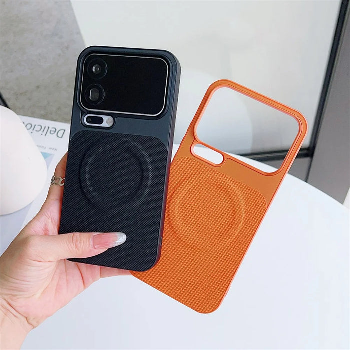For Xiaomi 17 Pro Max Magnetic Case Ring Kickstand Tech Fabric Coated PC + TPU Phone Back Cover with Tempered Glass Screen Protector - Dark Grey - 5