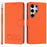 For Samsung Galaxy S25 Ultra Case PU Leather Heart Pattern Wallet Flip Phone Cover with Hand Strap - Orange - 1