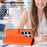 For Samsung Galaxy S25 Ultra Case PU Leather Heart Pattern Wallet Flip Phone Cover with Hand Strap - Orange - 3