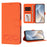 For Samsung Galaxy S25 Ultra Case PU Leather Heart Pattern Wallet Flip Phone Cover with Hand Strap - Orange - 4