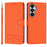 For Samsung Galaxy S26 Case PU Leather Heart Pattern Wallet Flip Phone Cover with Hand Strap - Orange - 1